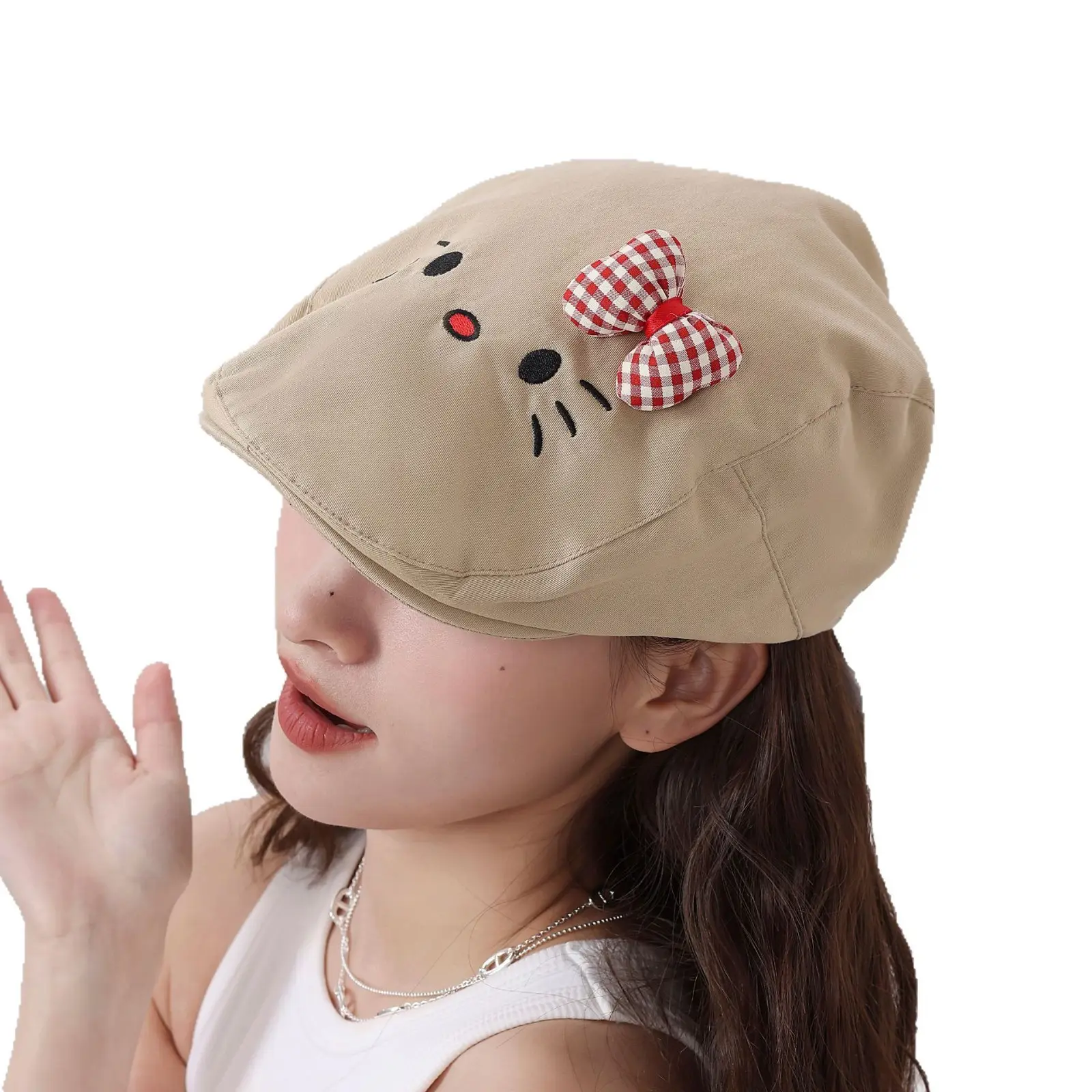 Japanese Girl's Cat Cat Hat with Bow Sunshade Cap
