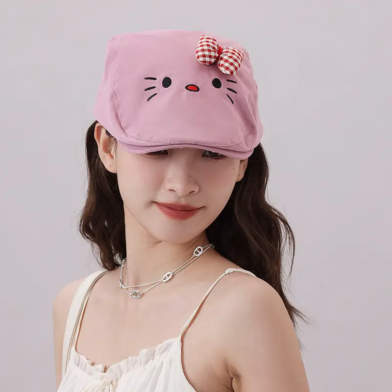 Japanese Girl's Cat Cat Hat with Bow Sunshade Cap — feature 13