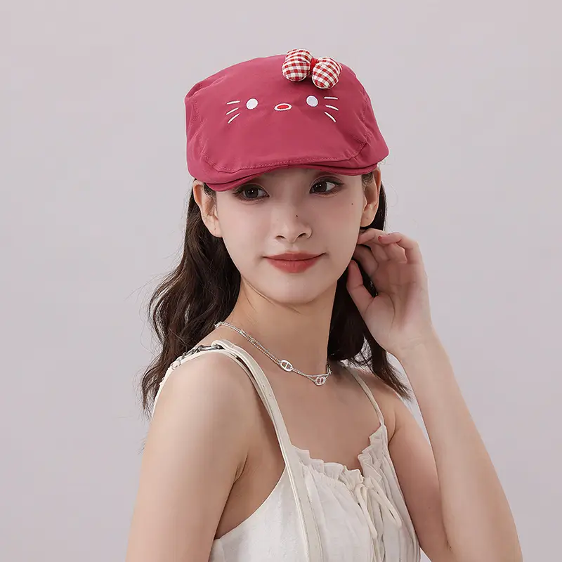 Japanese Girl's Cat Cat Hat with Bow Sunshade Cap — feature 14