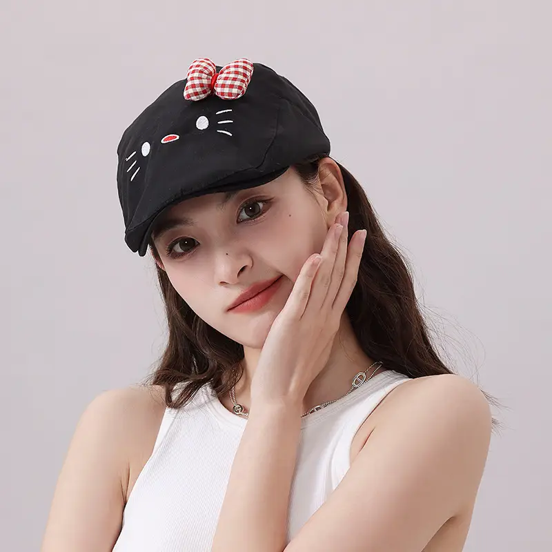 Japanese Girl's Cat Cat Hat with Bow Sunshade Cap — feature 17