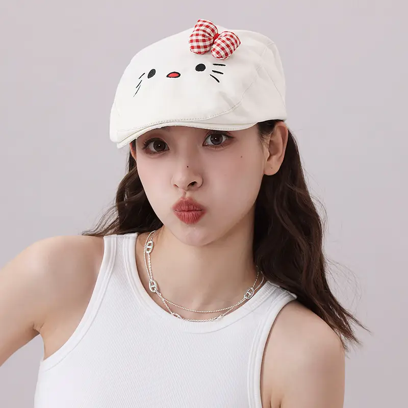 Japanese Girl's Cat Cat Hat with Bow Sunshade Cap — feature 18