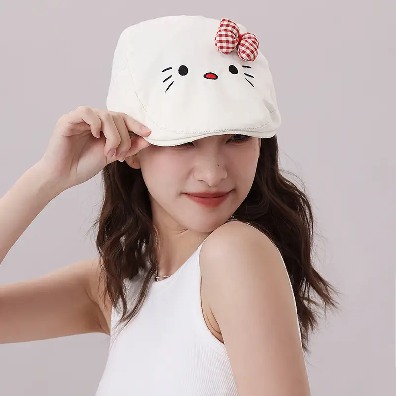 Japanese Girl's Cat Cat Hat with Bow Sunshade Cap — feature 19