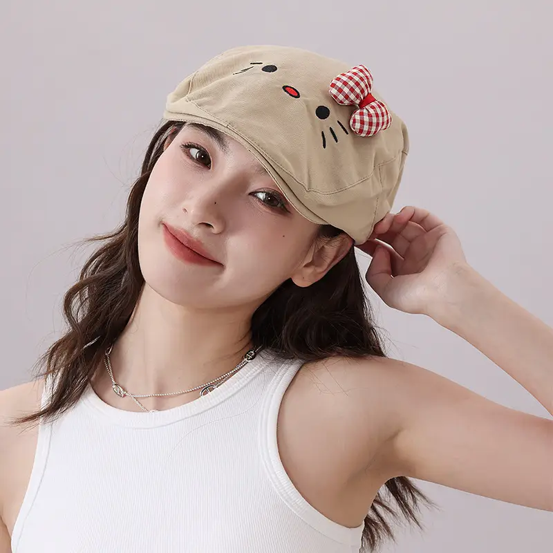 Japanese Girl's Cat Cat Hat with Bow Sunshade Cap — feature 21