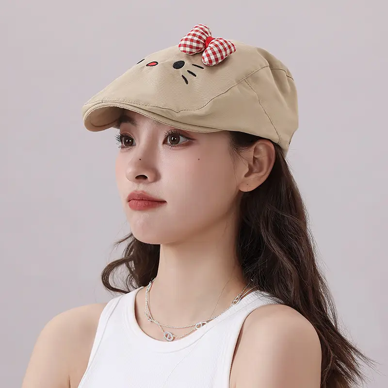 Japanese Girl's Cat Cat Hat with Bow Sunshade Cap