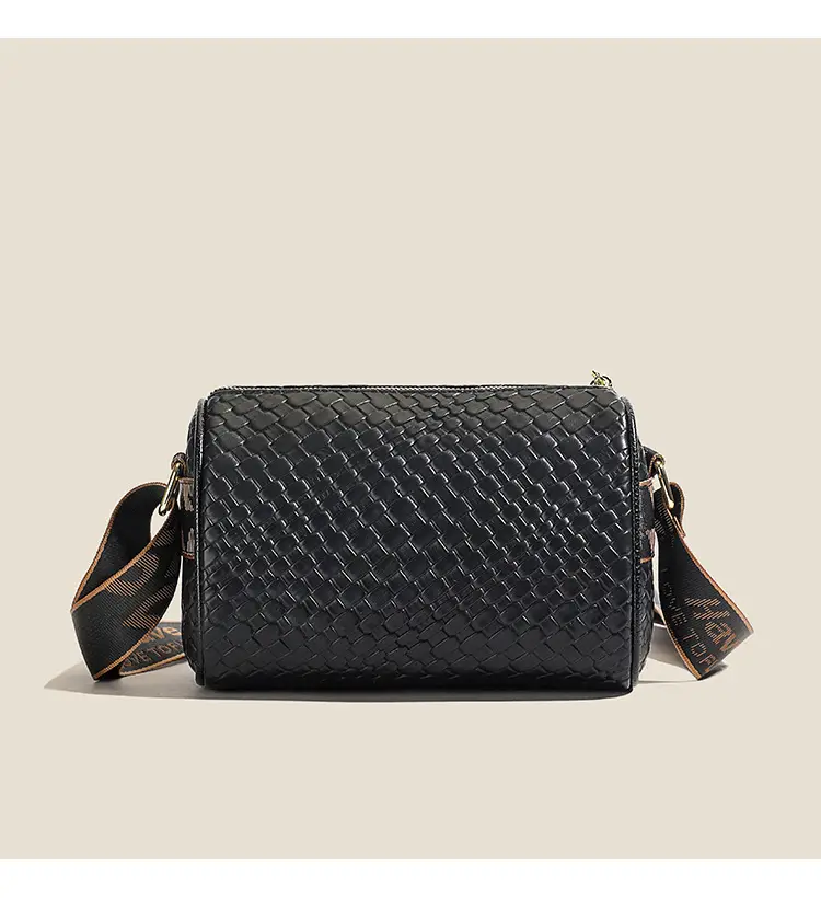 Women's Black Crossbody Bag with Woven Pattern — feature 12