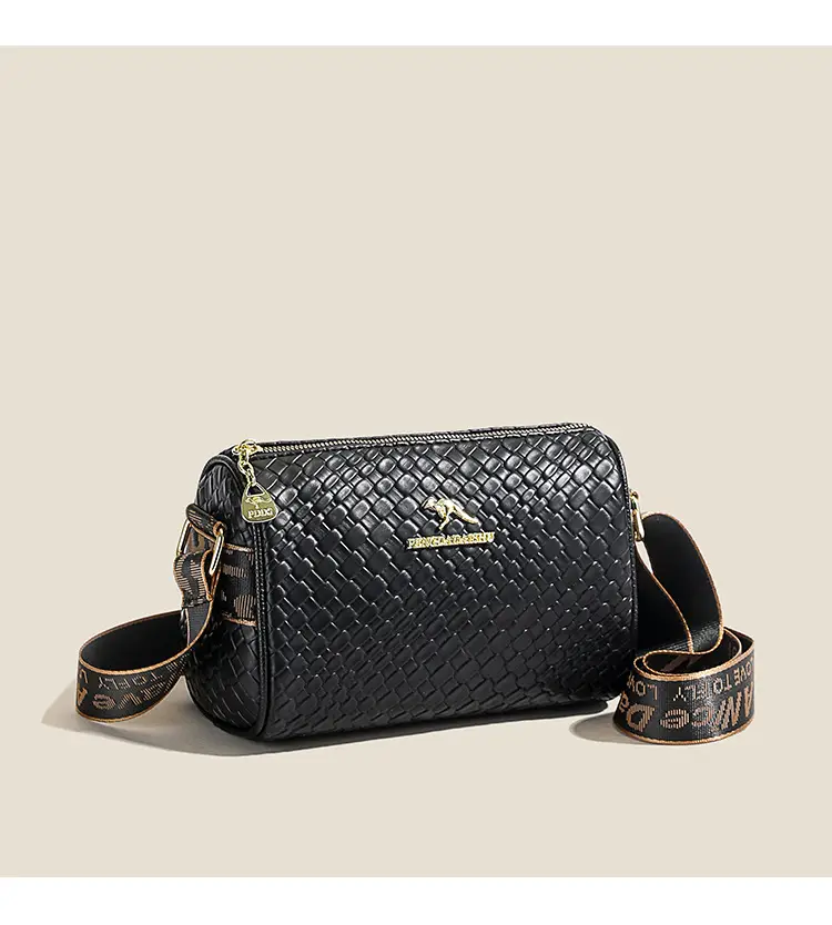 Women's Black Crossbody Bag with Woven Pattern — feature 8