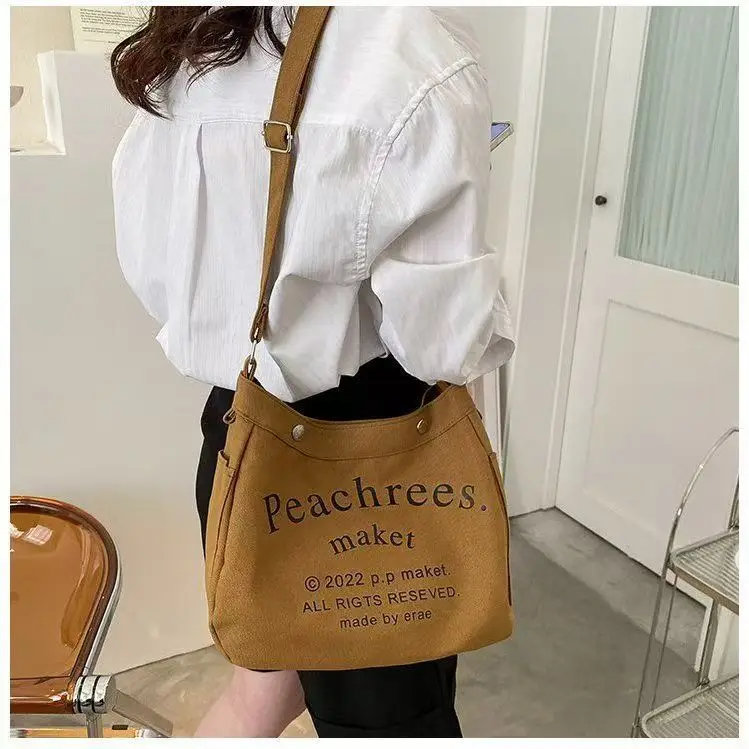 Black Letter Canvas Shoulder Bag Large Capacity — feature 7