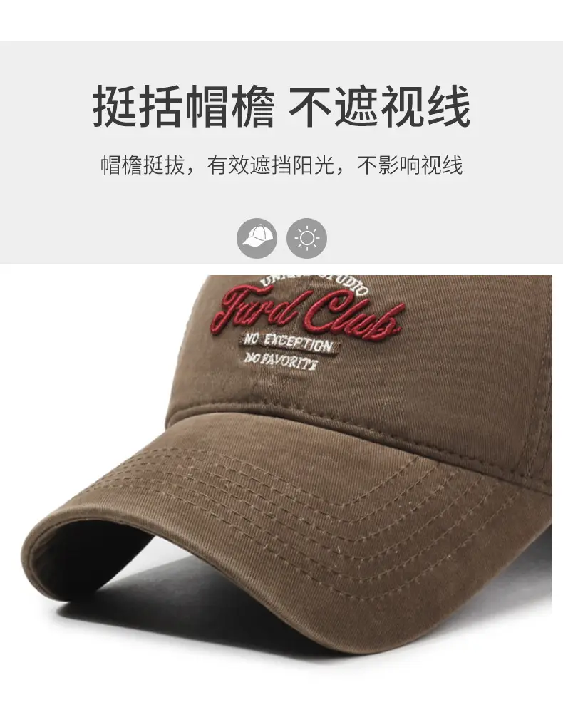 Black Retro Baseball Cap with Letter Embroidery for Men Women — feature 2
