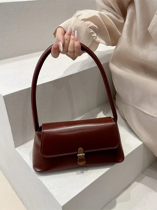Fairy Gentle Style Small Shoulder Bag Maroon Leather - Image 6