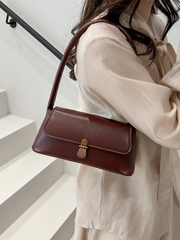 Fairy Gentle Style Small Shoulder Bag Maroon Leather - Image 7
