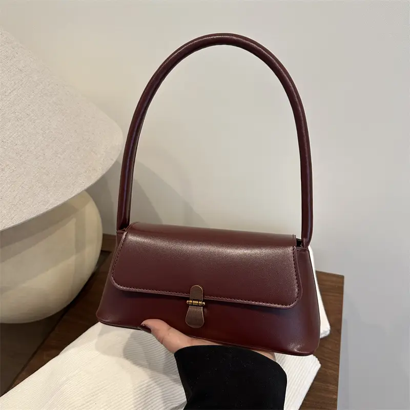 Fairy Gentle Style Small Shoulder Bag Maroon Leather - Image 2