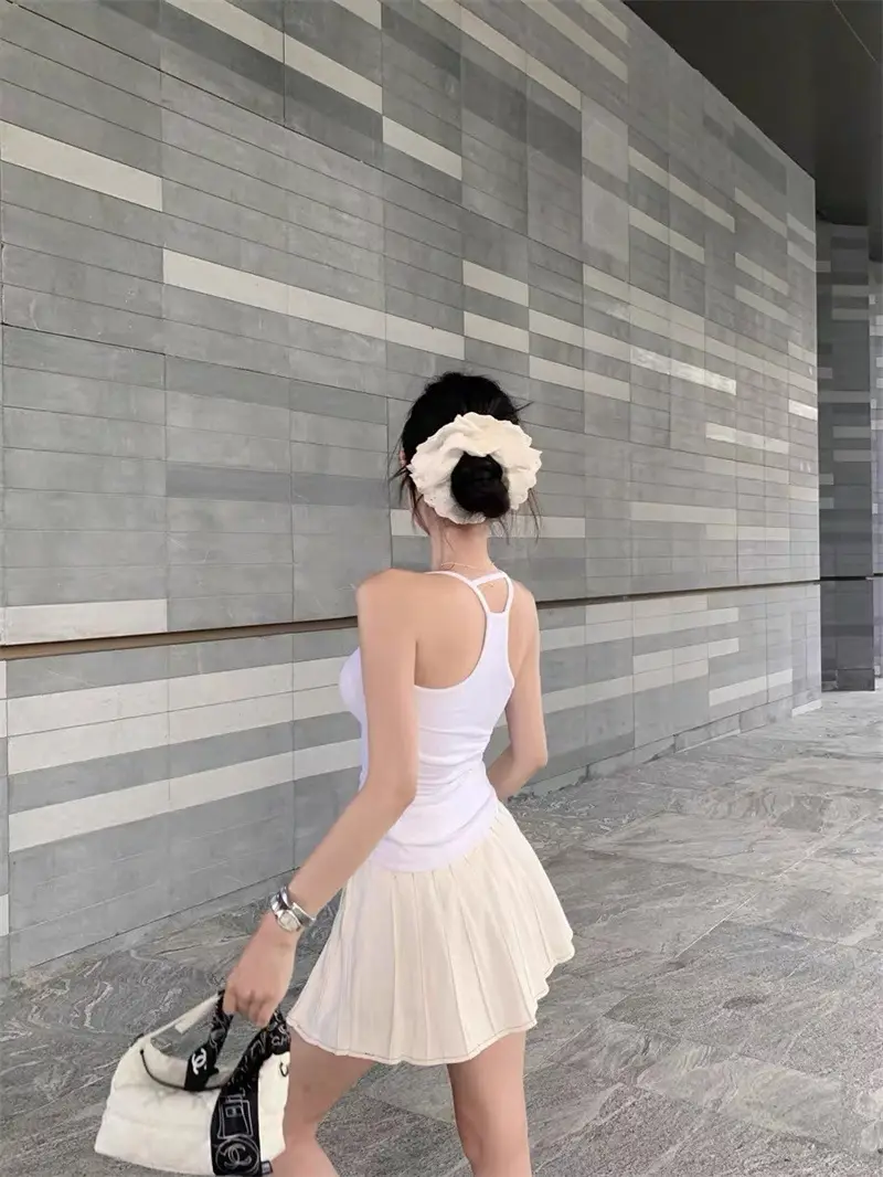 Pure Desire Hot Girl Gray Halter Camisole Women's Summer New Style Slim Fit Backless Bottoming Top with Breast Pads — feature 14