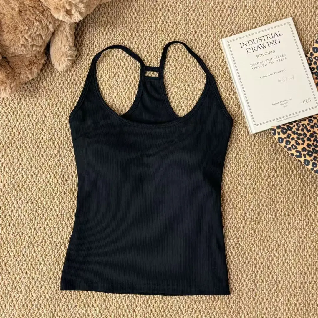 Pure Desire Hot Girl Gray Halter Camisole Women's Summer New Style Slim Fit Backless Bottoming Top with Breast Pads