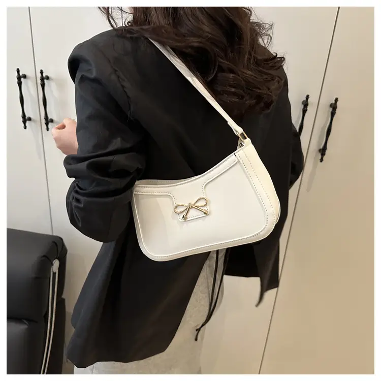 White Square Shoulder Bag with Bow Detail — feature 18