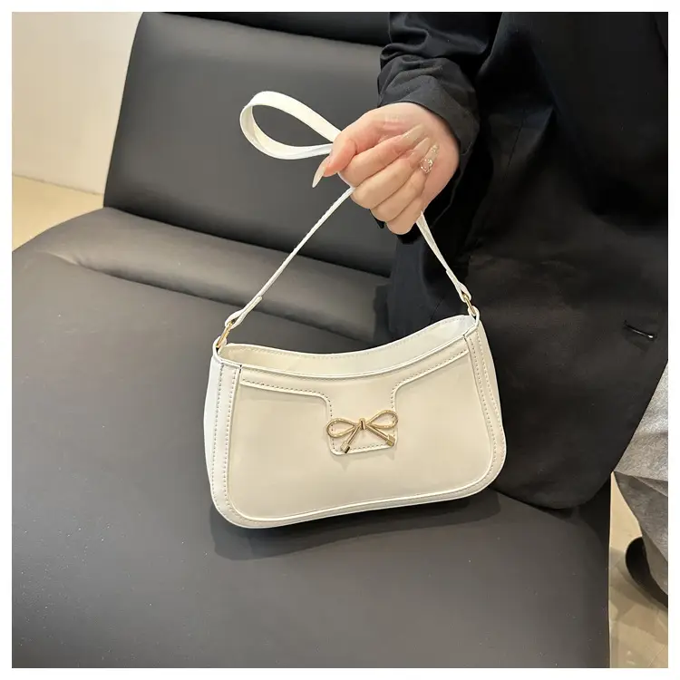 White Square Shoulder Bag with Bow Detail — feature 19