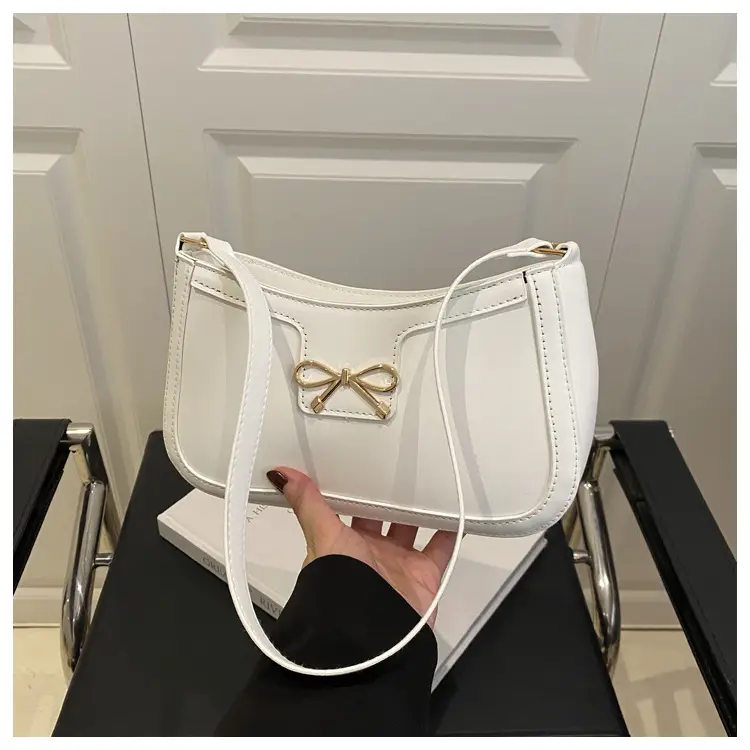 White Square Shoulder Bag with Bow Detail — feature 26