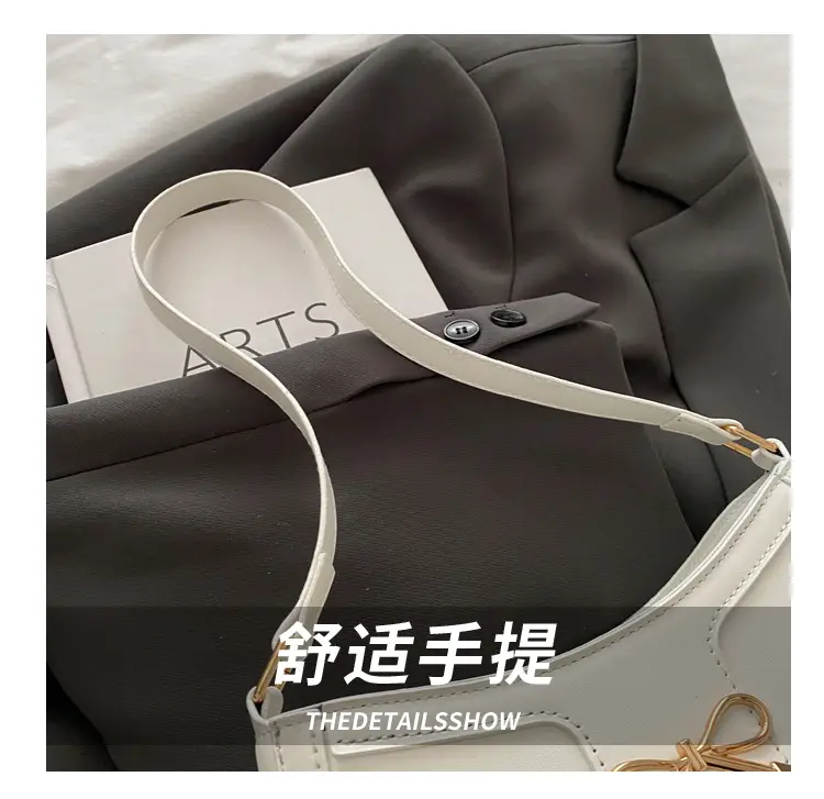 White Square Shoulder Bag with Bow Detail — feature 7