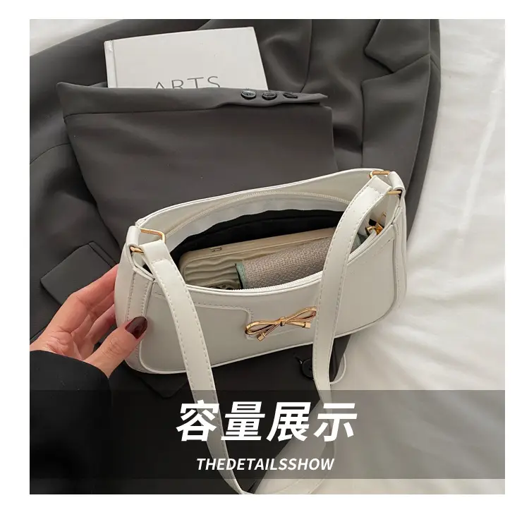 White Square Shoulder Bag with Bow Detail — feature 8