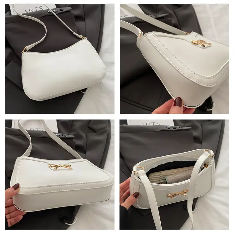 White Square Shoulder Bag with Bow Detail — feature 9