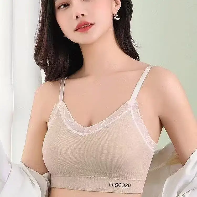 New Style Thin Shoulder Strap Beauty Back Underwear Women's Thin Shaped Small Lace Wrap Chest Sleeping Vest Bra - Image 9