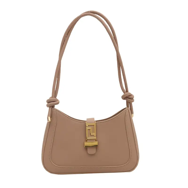 2025 Beige Gold Plated Lock Buckle Shoulder Bag - Image 9