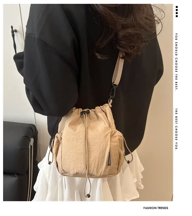Brown Drawstring Girdle Bag for Women — feature 19