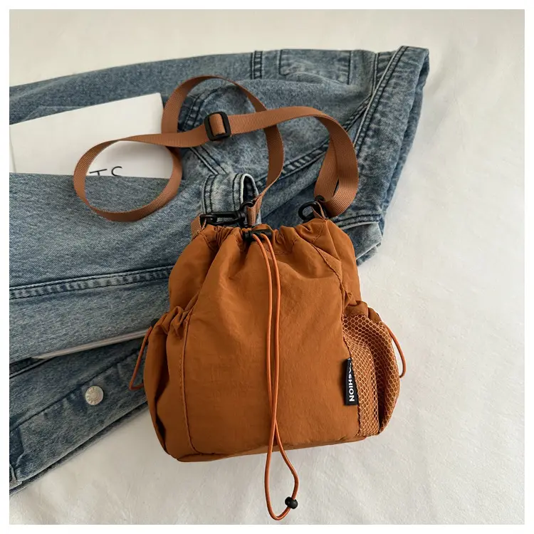 Brown Drawstring Girdle Bag for Women — feature 27