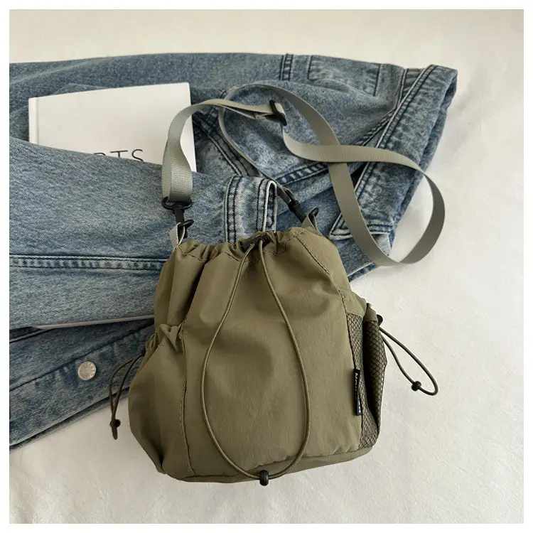 Brown Drawstring Girdle Bag for Women — feature 29