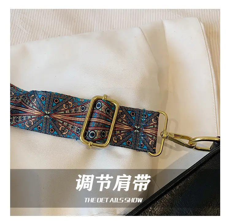 Green Leather Shoulder Bag with Embroidered Strap — feature 10