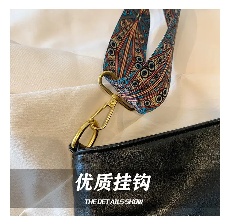 Green Leather Shoulder Bag with Embroidered Strap — feature 11