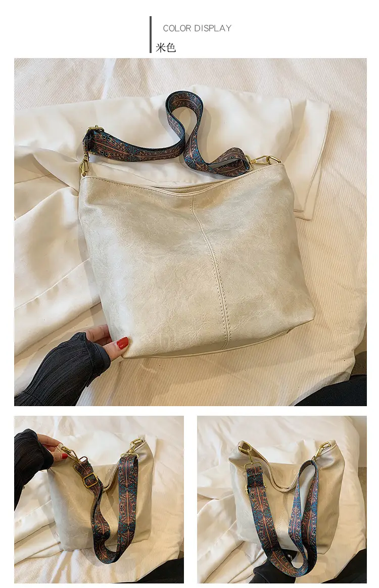 Green Leather Shoulder Bag with Embroidered Strap — feature 14