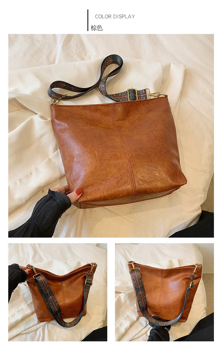 Green Leather Shoulder Bag with Embroidered Strap — feature 16