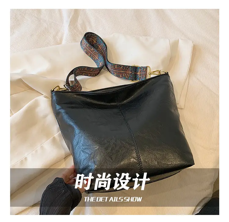 Green Leather Shoulder Bag with Embroidered Strap — feature 9