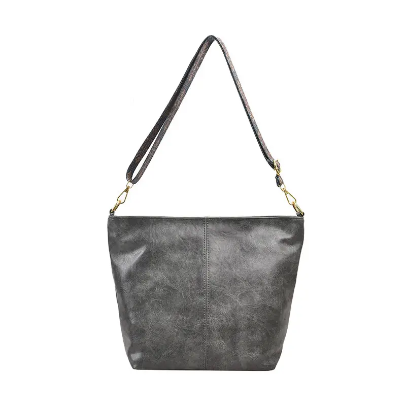 Green Leather Shoulder Bag with Embroidered Strap - Image 3