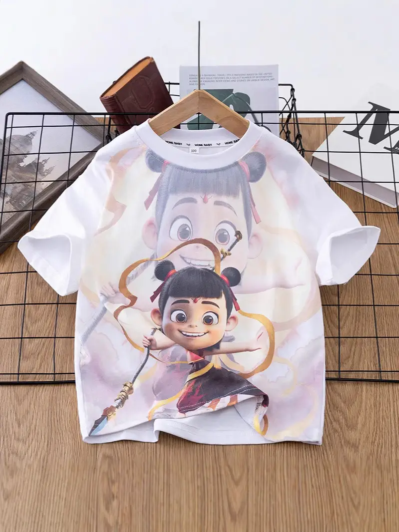 Nezha Boys Summer T-Shirt 2025 Mid Big Print - Image 2