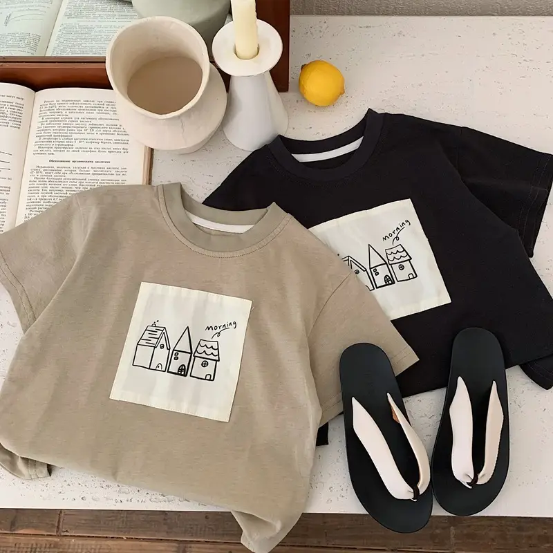 Children Cotton Graphic T-Shirt Beige Summer 2025 — feature 1