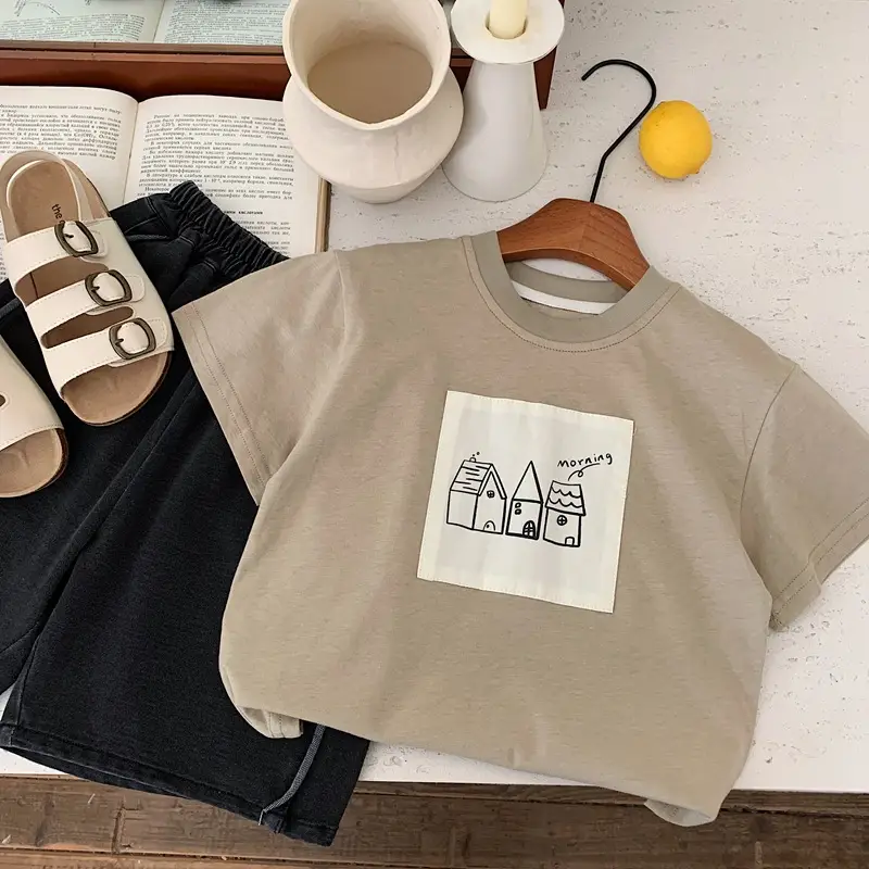 Children Cotton Graphic T-Shirt Beige Summer 2025 — feature 6