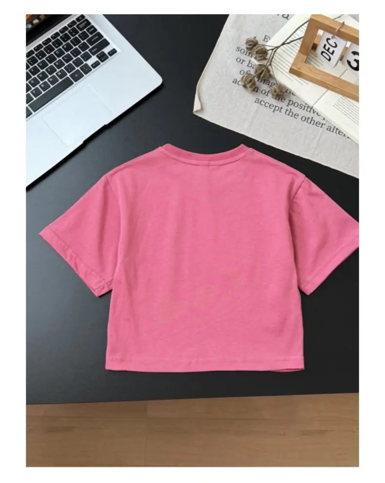 Boys Letter Printed Pink T-Shirt 2025 Summer — feature 17