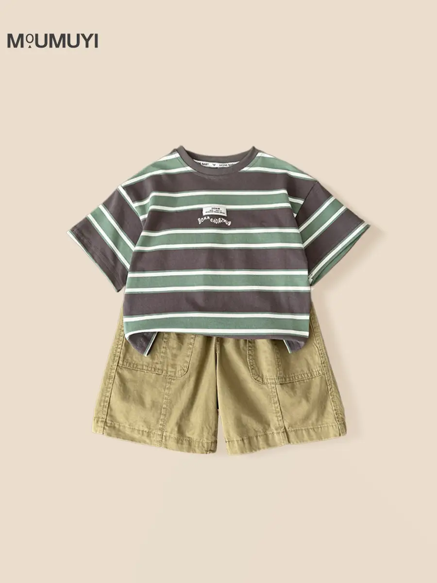 Boys Striped Cotton Shorts Set 2026 Summer - Image 5