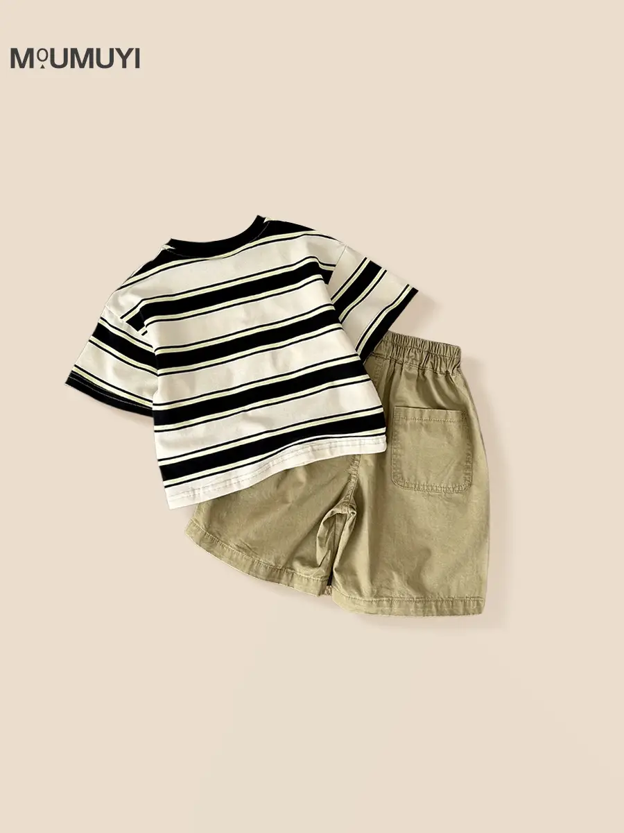 Boys Striped Cotton Shorts Set 2026 Summer - Image 6