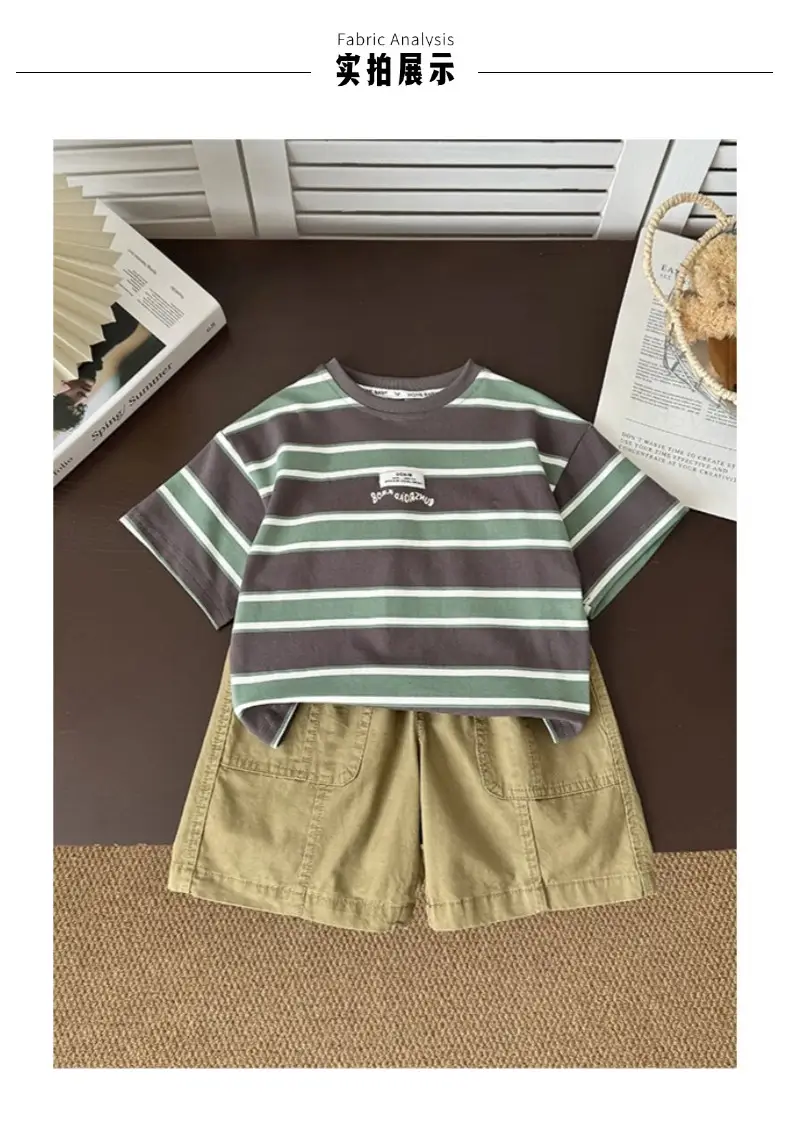 Boys Striped Cotton Shorts Set 2026 Summer — feature 11