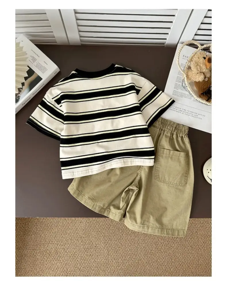 Boys Striped Cotton Shorts Set 2026 Summer — feature 14