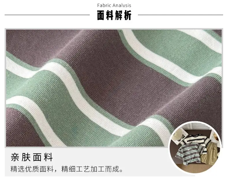 Boys Striped Cotton Shorts Set 2026 Summer — feature 4