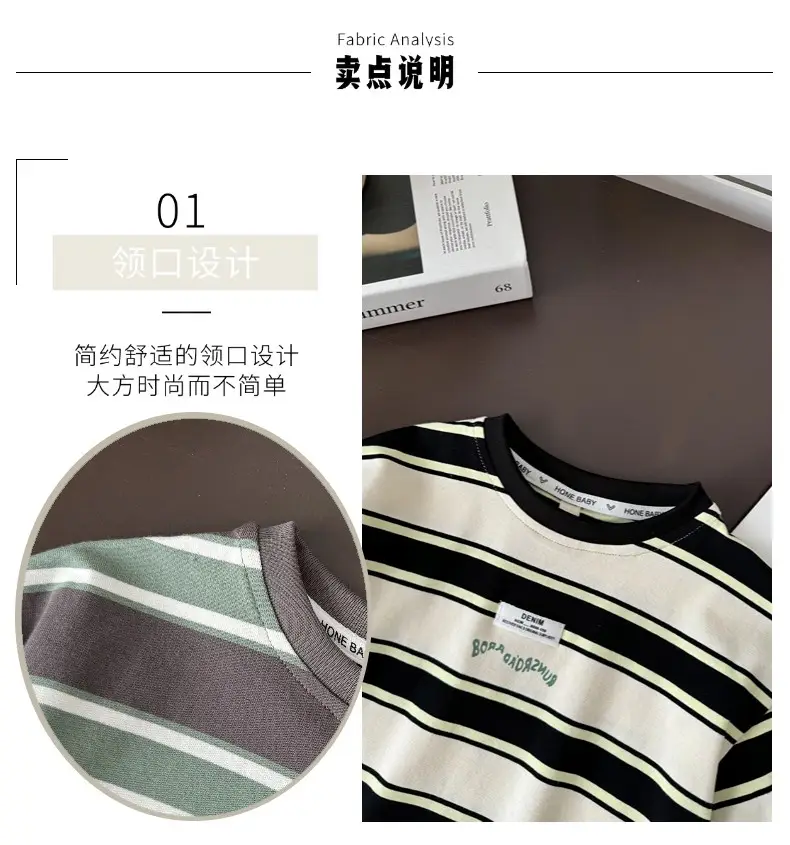 Boys Striped Cotton Shorts Set 2026 Summer — feature 8