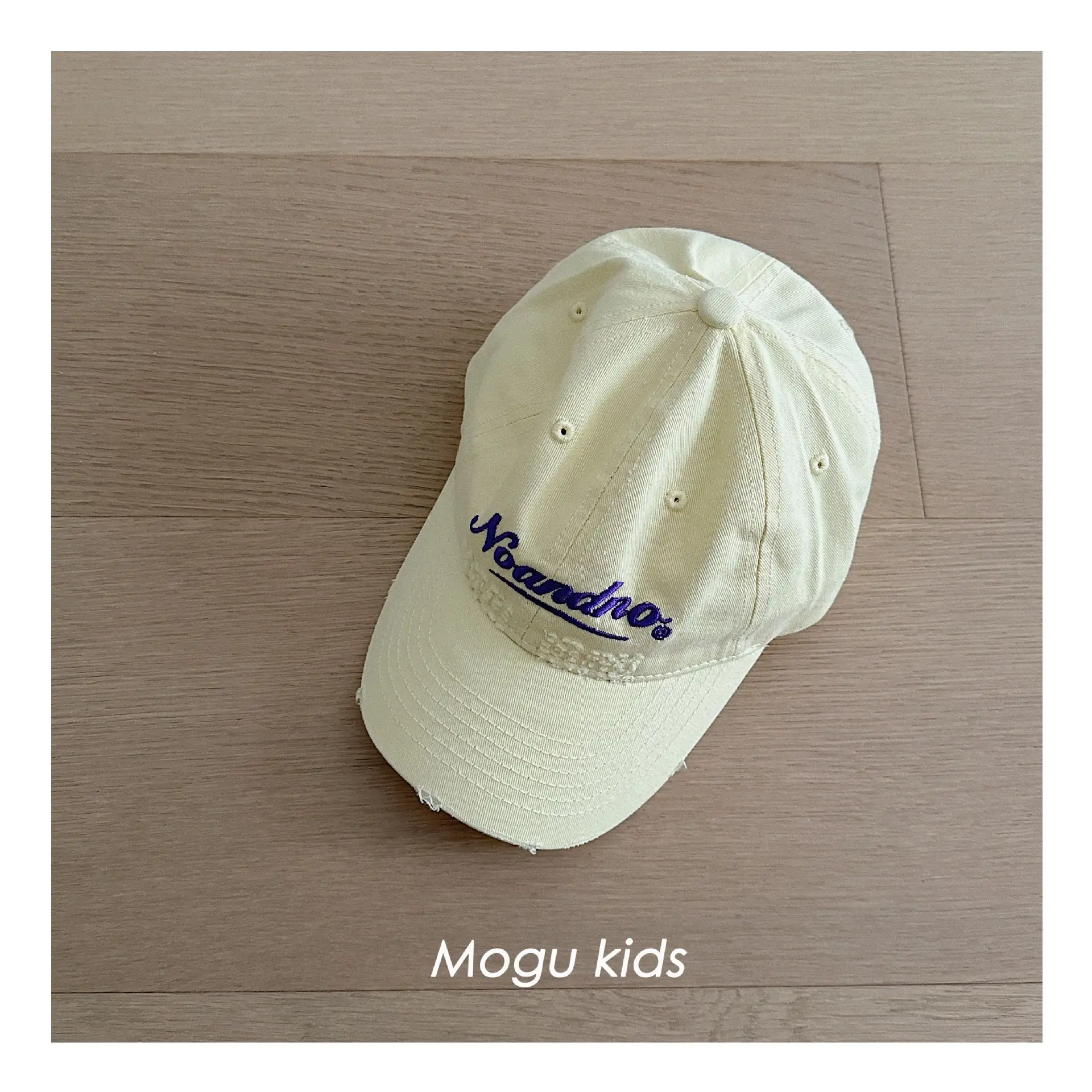 Kids Cotton Cap White Letter Embroidery Mogu Kids — feature 10
