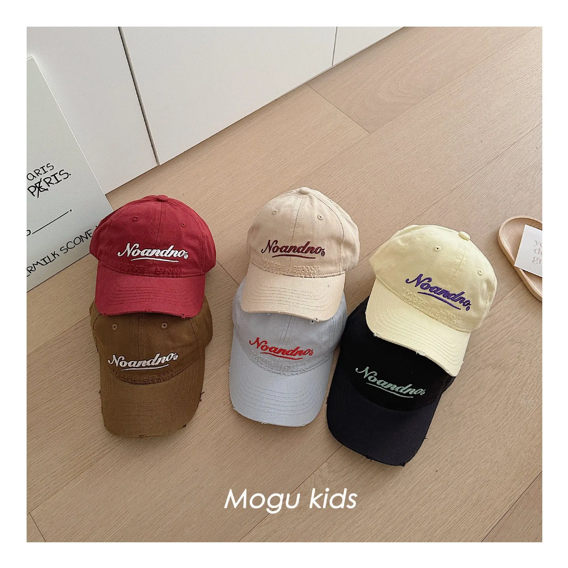 Kids Cotton Cap White Letter Embroidery Mogu Kids — feature 2