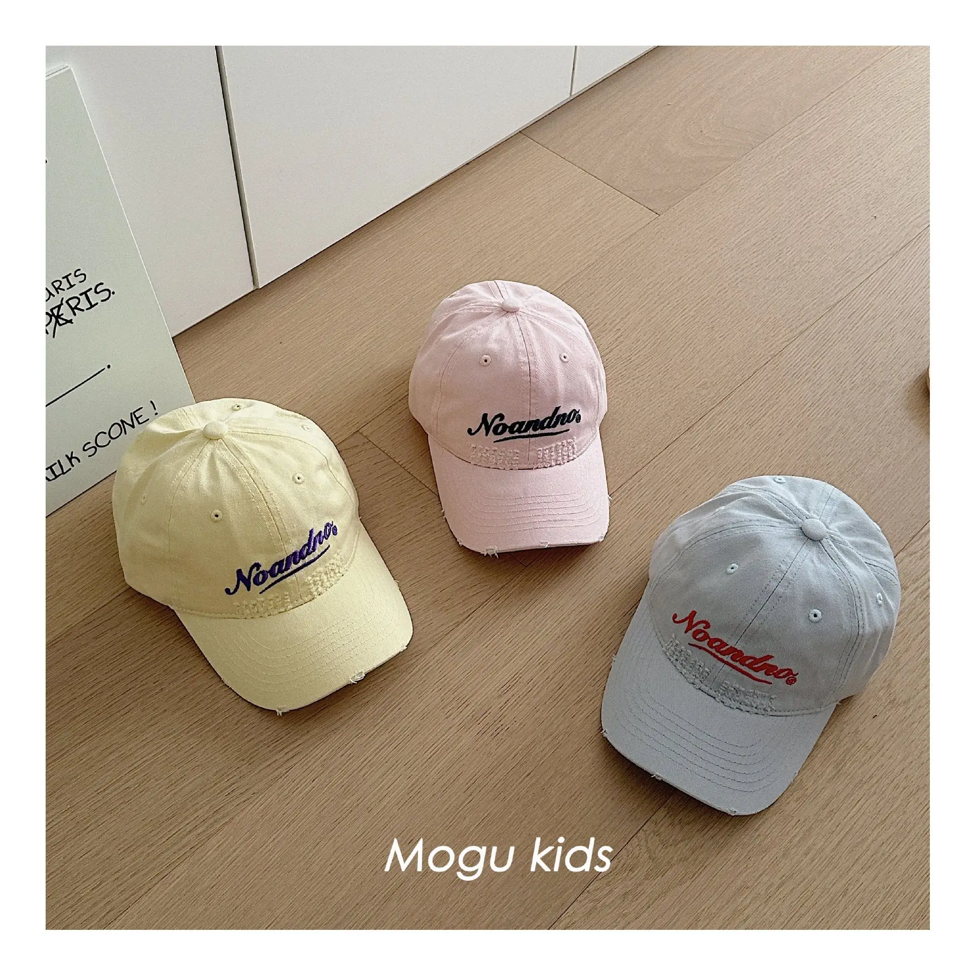 Kids Cotton Cap White Letter Embroidery Mogu Kids — feature 3