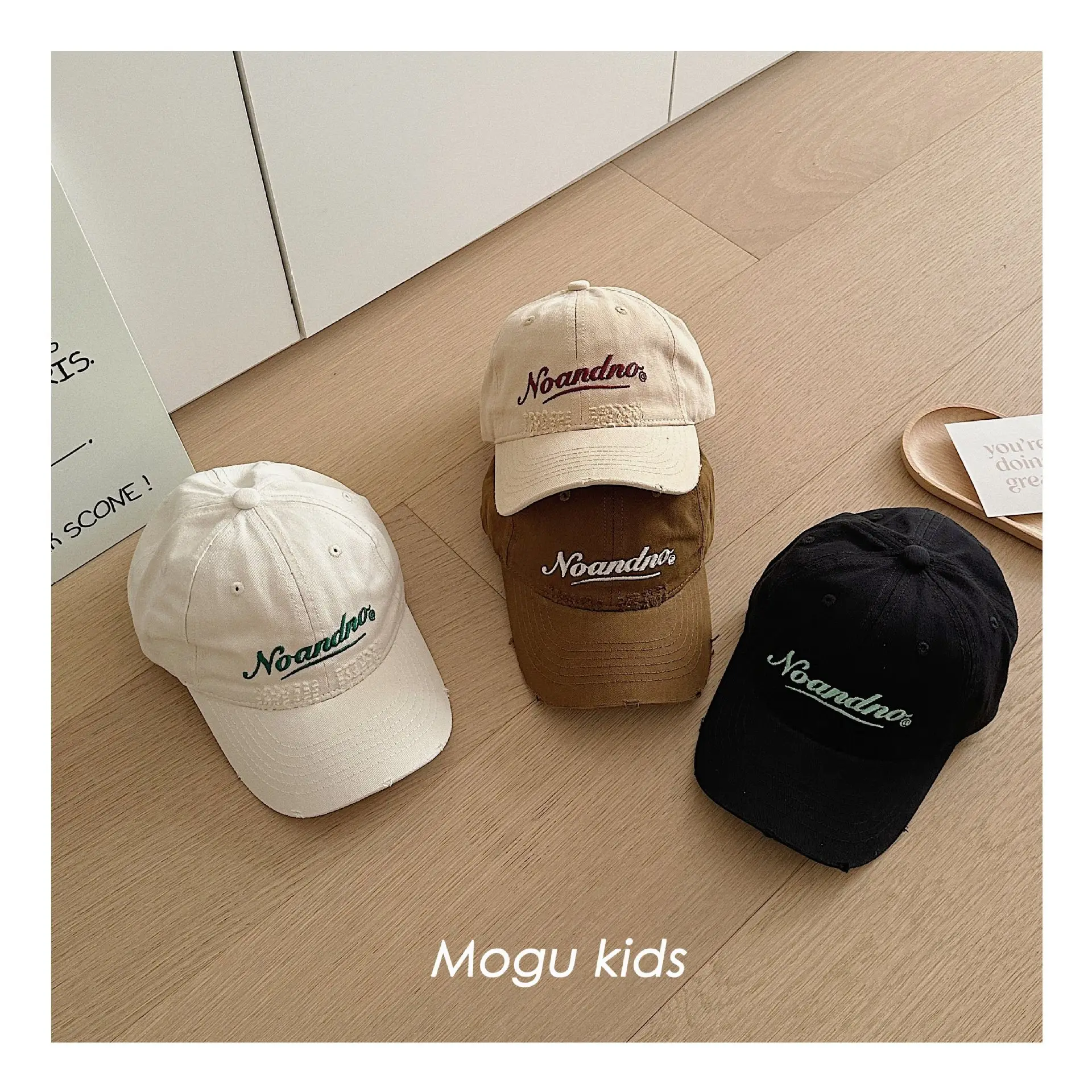 Kids Cotton Cap White Letter Embroidery Mogu Kids — feature 4
