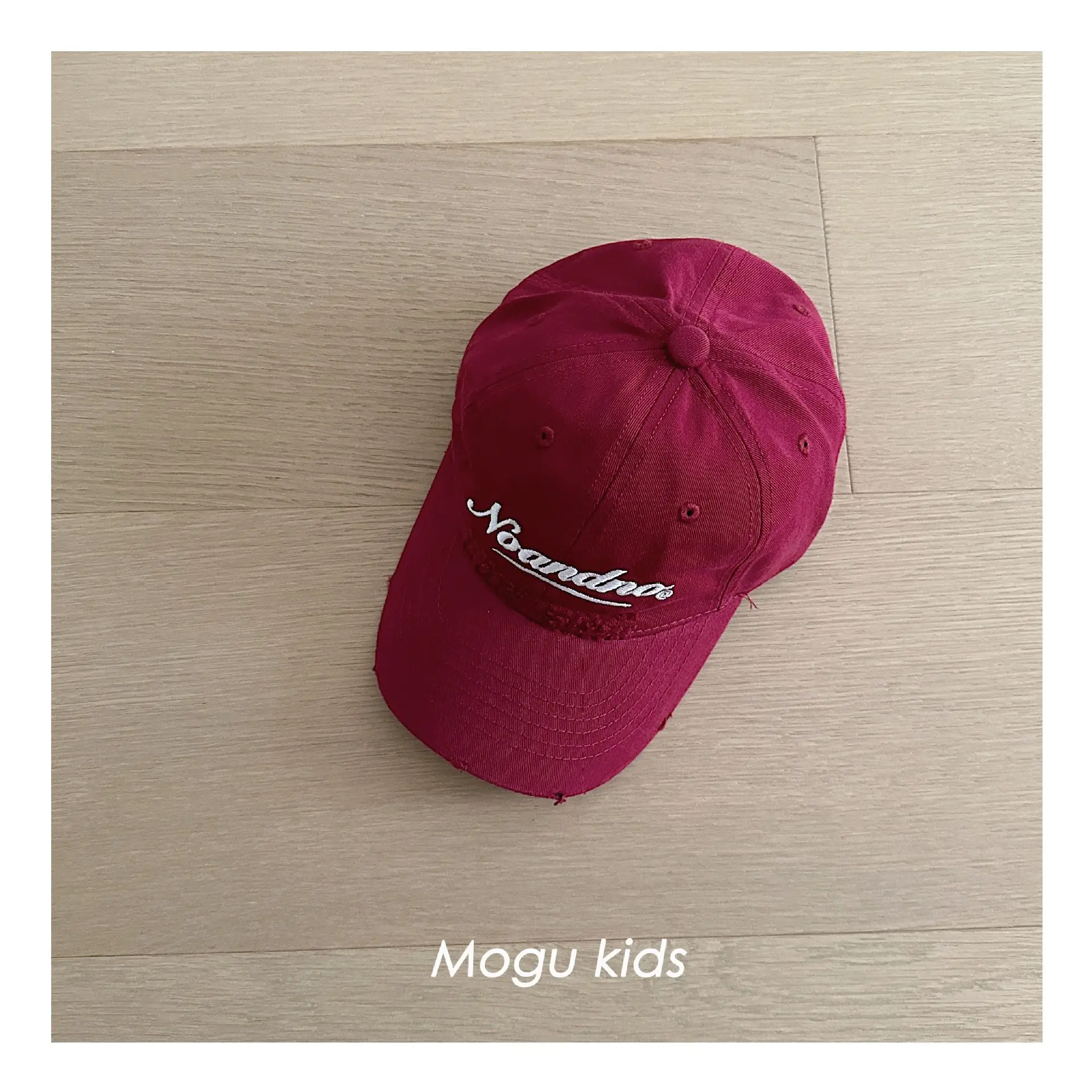 Kids Cotton Cap White Letter Embroidery Mogu Kids — feature 7