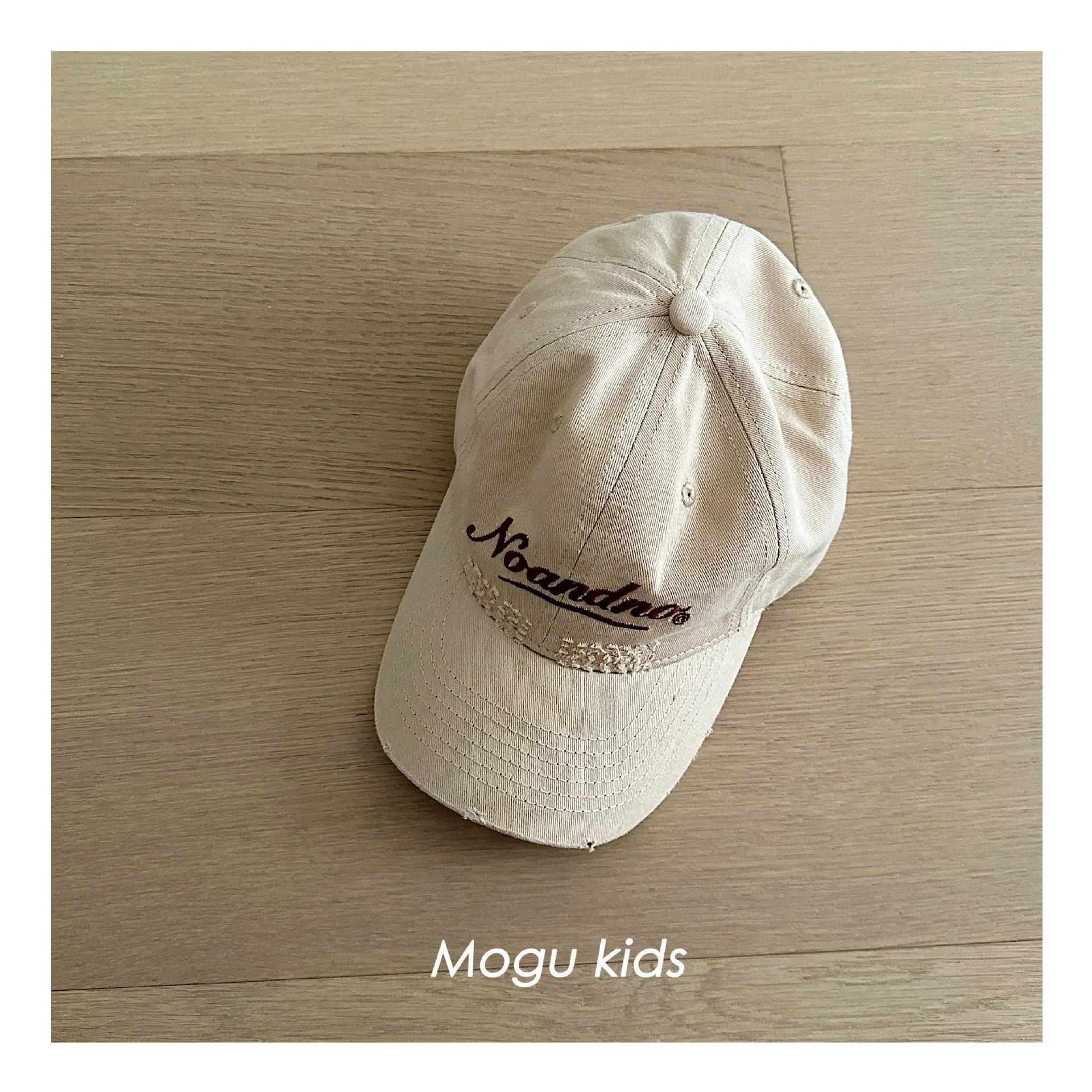 Kids Cotton Cap White Letter Embroidery Mogu Kids — feature 9